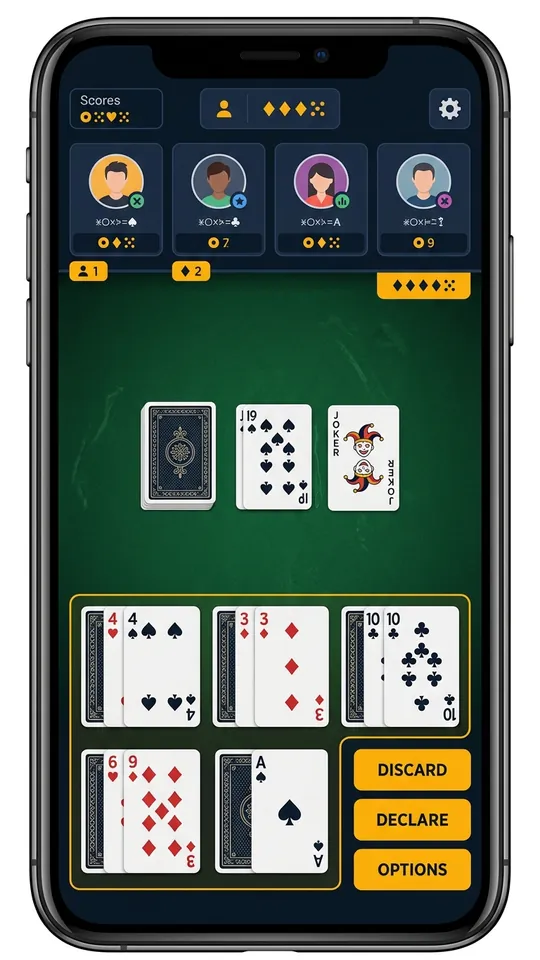 Rummy screen in the Master Game app